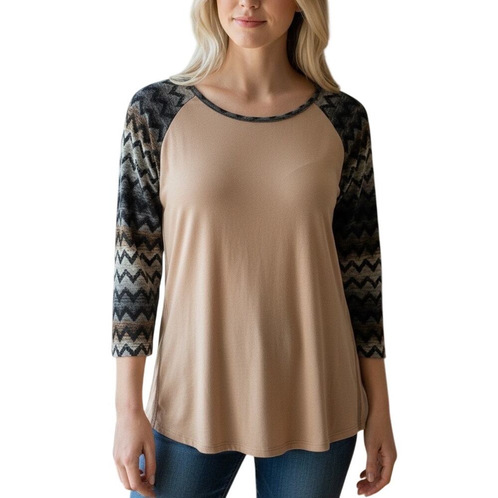 Emerald Contrast Long Textured Long Sleeve Lightweight T-shirt size Large